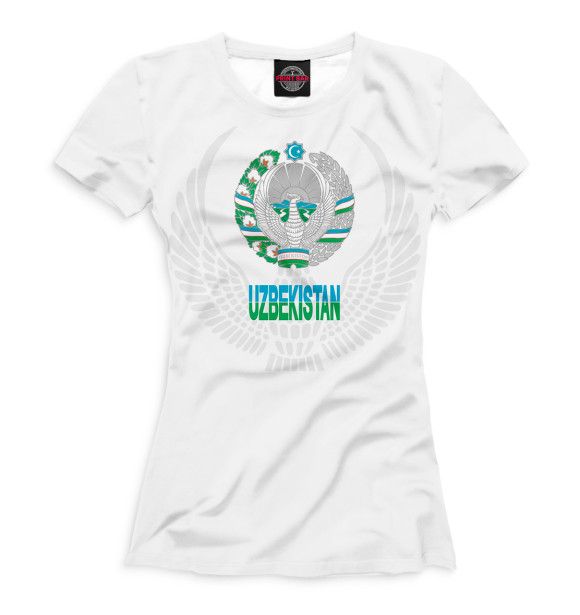 Женская футболка с изображением Узбекистан цвета Белый