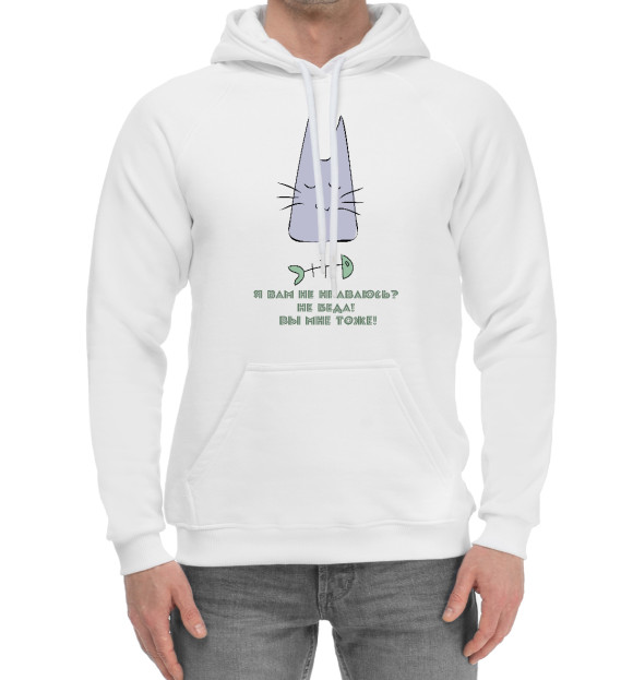 Мужской хлопковый худи с изображением Вы мне не нравитесь цвета Белый