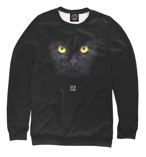 Свитшот для девочек с изображением Cat In Black цвета Белый