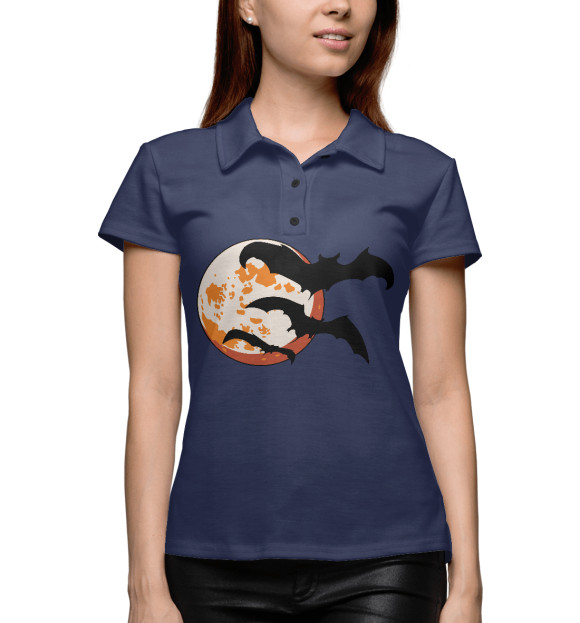 Женское поло с притом Летучие мыши цвета Белый Женское поло с изображением Летучие мыши цвета Белый