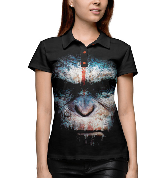 Женское поло с изображением Обезьяны цвета Белый