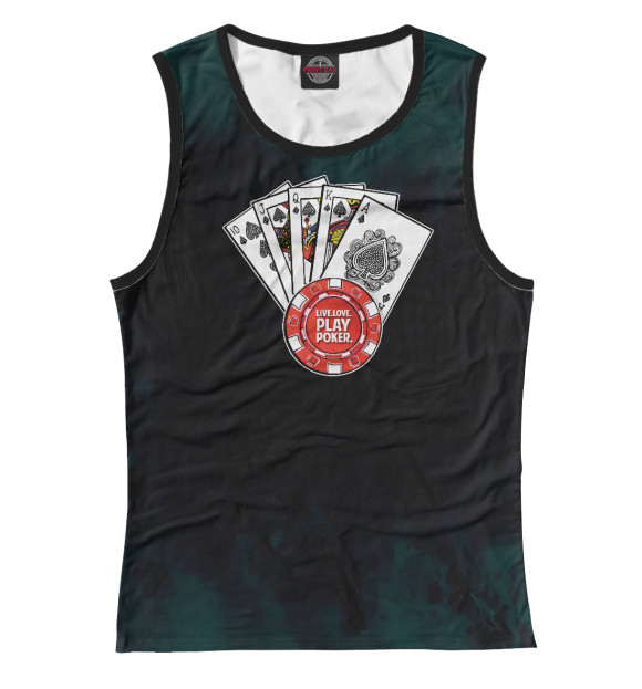 Женская майка с притом Poker цвета Белый Женская майка с изображением Poker цвета Белый