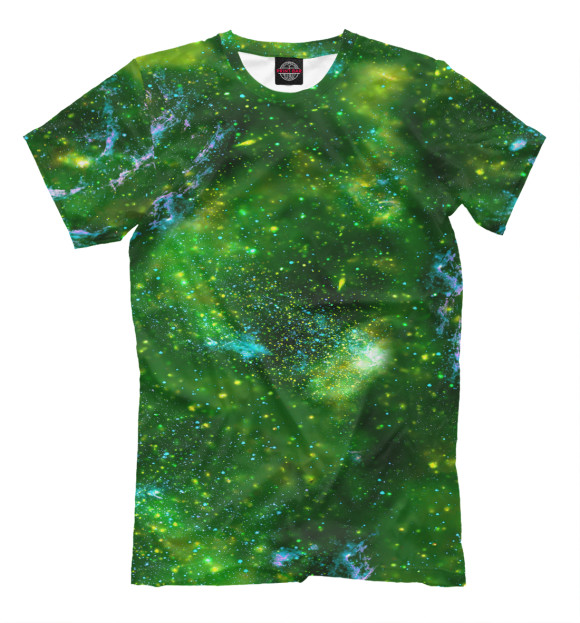 Мужская футболка с изображением Зелёный космос цвета Темно-зеленый