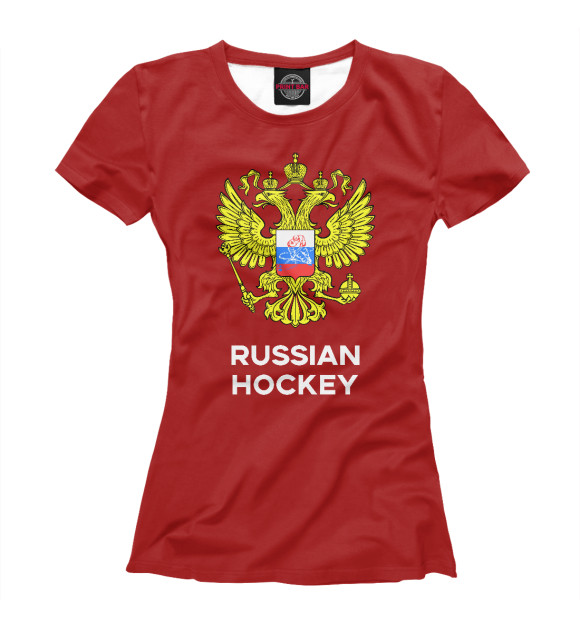 Футболка для девочек с изображением Russian Hockey цвета Белый
