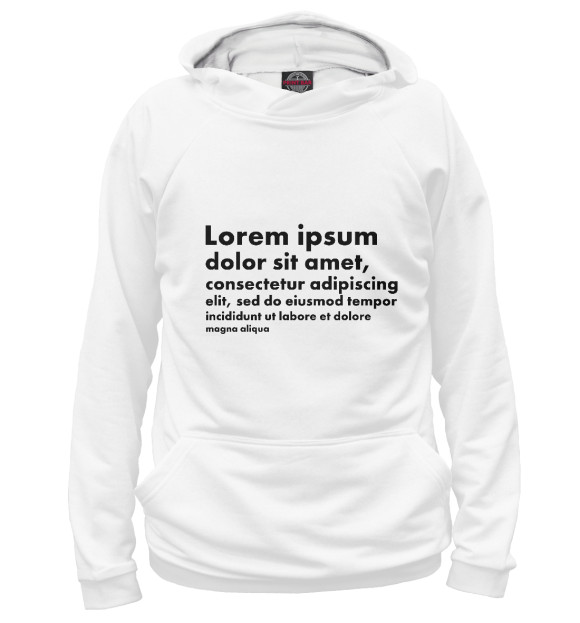 Женское худи с изображением Lorem ipsum цвета Белый
