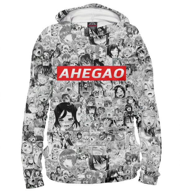 Женское худи с изображением AHEGAO цвета Белый