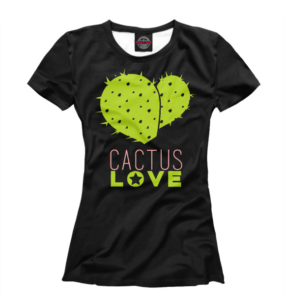 Футболка для девочек с притом Cactus Love цвета Белый Футболка для девочек с изображением Cactus Love цвета Белый