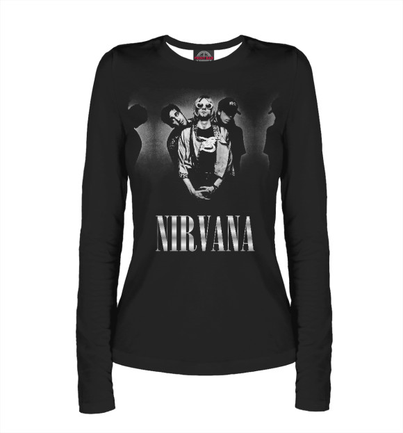 Женский лонгслив с изображением NIRVANA цвета Белый