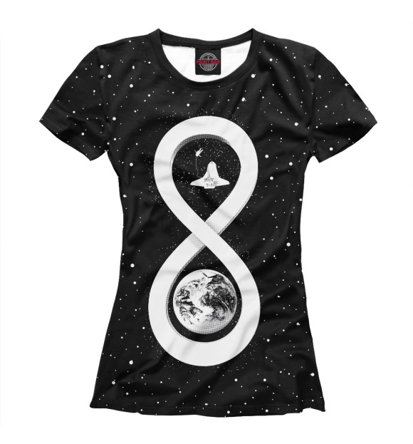 Женская футболка с изображением Бесконечный космос цвета Белый