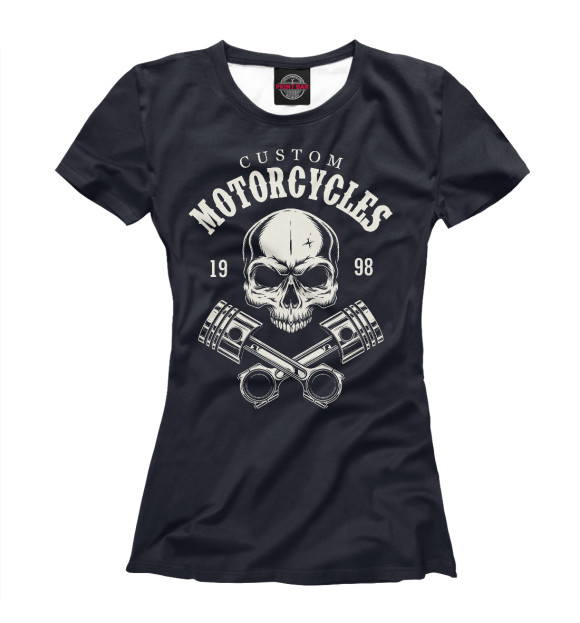 Женская футболка с изображением Custom motorcycles цвета Белый