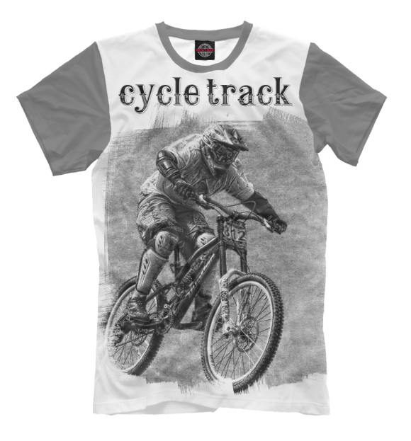 Мужская футболка с изображением Велосипедист цвета Серый