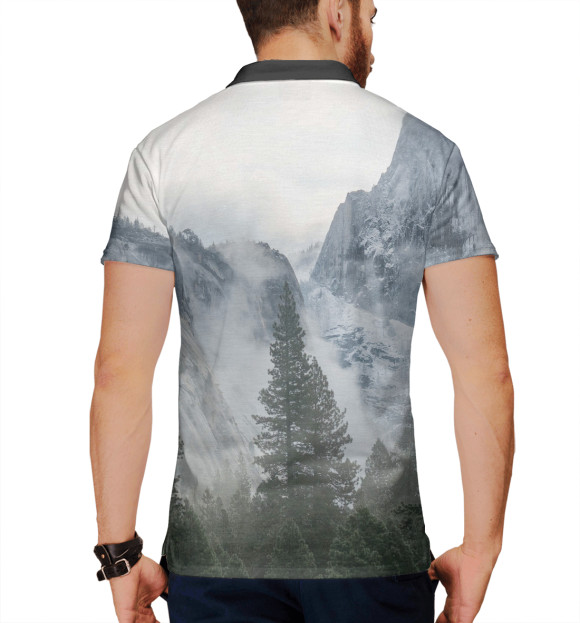 Мужское поло с изображением Горы цвета Белый