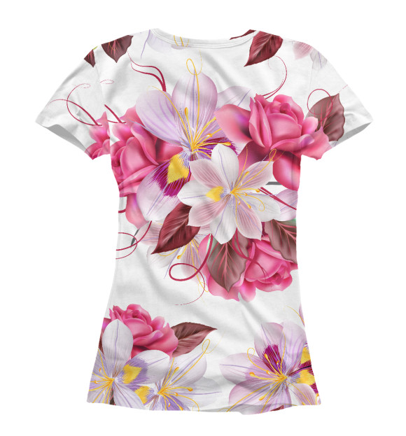 Женская футболка с изображением Прекрасные цветы цвета Белый