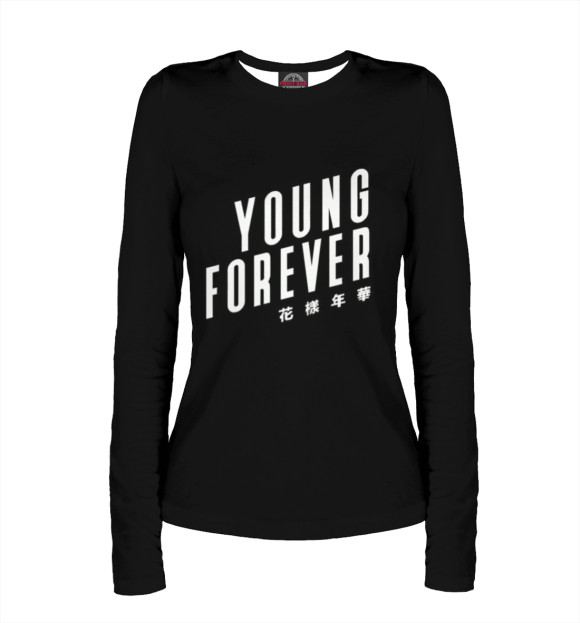 Женский лонгслив с изображением Young Forever цвета Белый