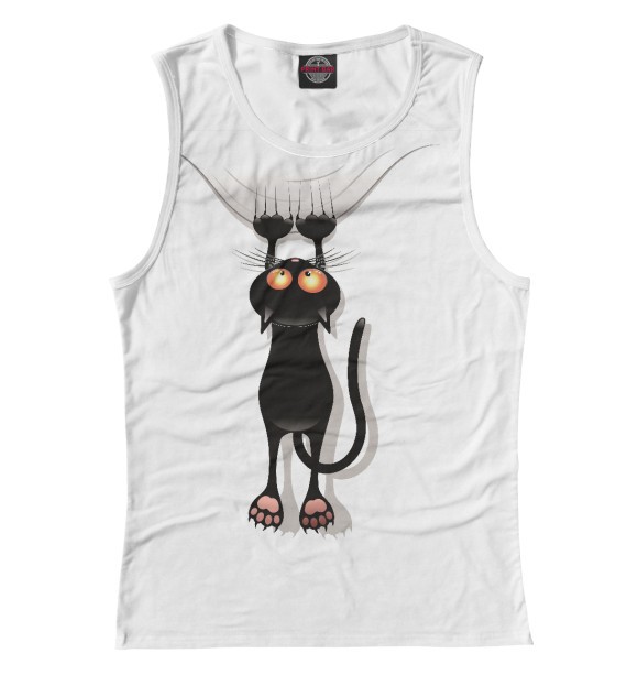 Женская майка с изображением Кот цвета Белый