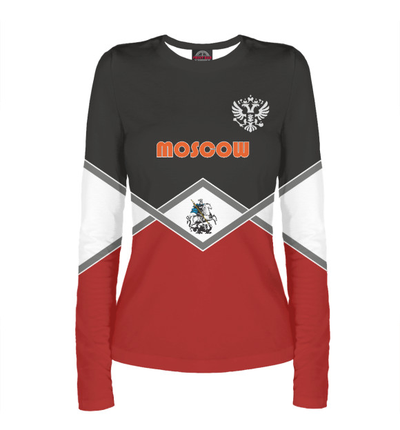 Женский лонгслив с изображением Москва цвета Белый