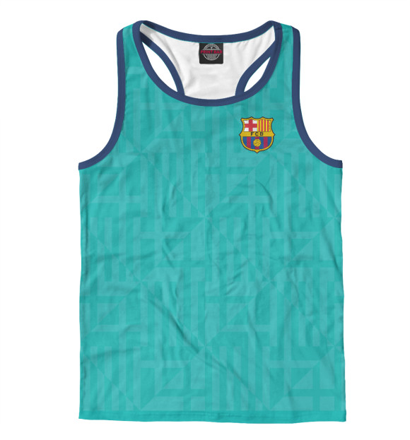 Мужская майка-борцовка с изображением Барселона 2019-2020 (третий комплект) цвета Белый