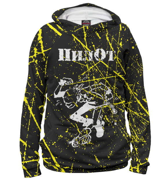 Мужское худи с изображением Пилот цвета Белый