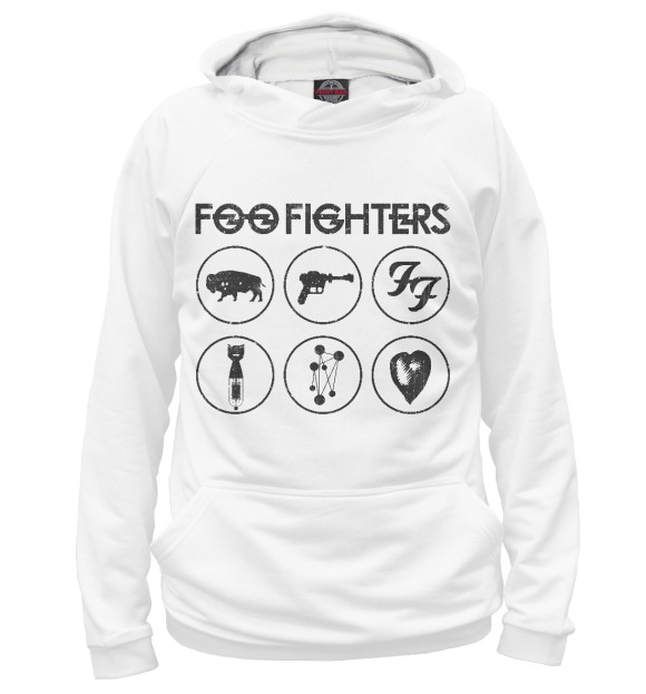 Мужское худи с изображением Foo Fighters цвета Белый