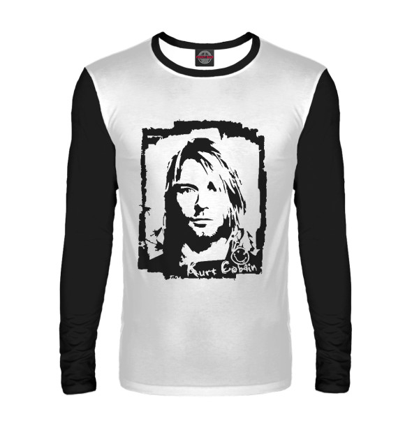 Мужской лонгслив с изображением Курт Кобейн цвета Белый