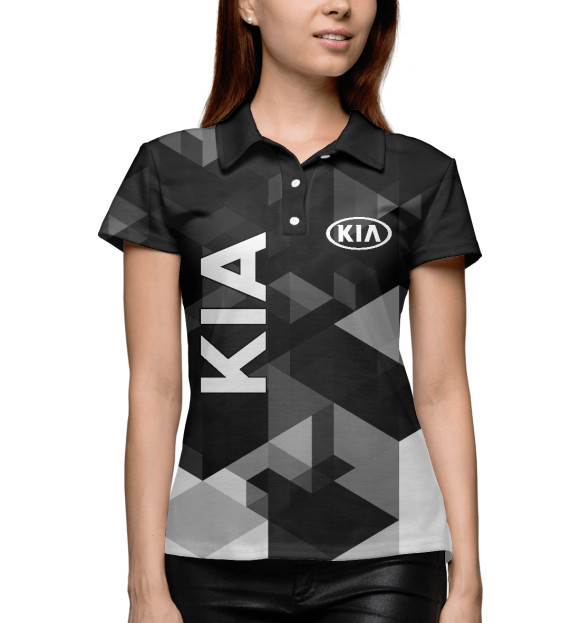 Женское поло с изображением KIA цвета Белый