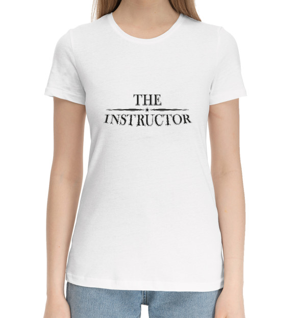 Женская хлопковая футболка с изображением Инструктор цвета Белый