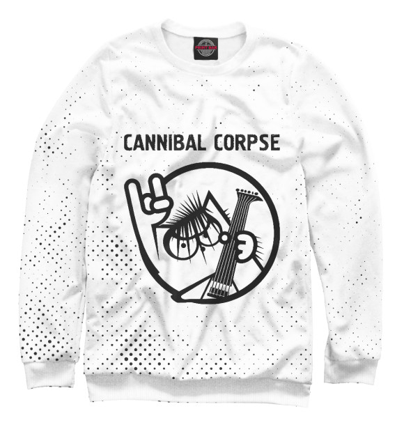 Мужской свитшот с изображением Cannibal Corpse / Кот цвета Белый