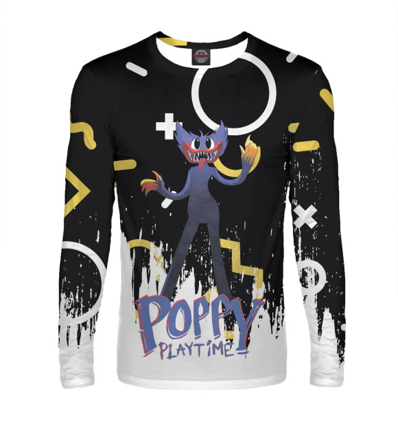 Мужской лонгслив с изображением Poppy Playtime цвета Белый