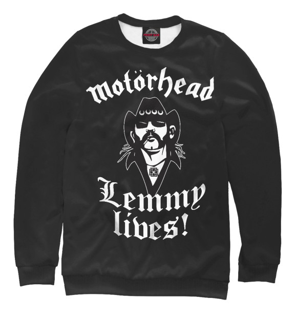 Мужской свитшот с изображением Motorhead. Lemmy Lives. цвета Белый