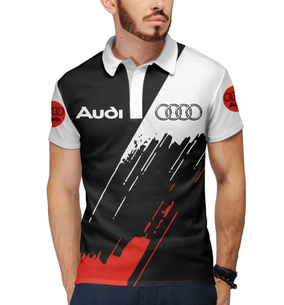 Мужское поло с изображением Audi цвета Белый
