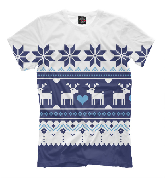 Мужская футболка с изображением Скандинавские олени цвета Белый