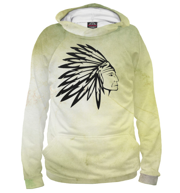 Женское худи с изображением Индеец цвета Белый