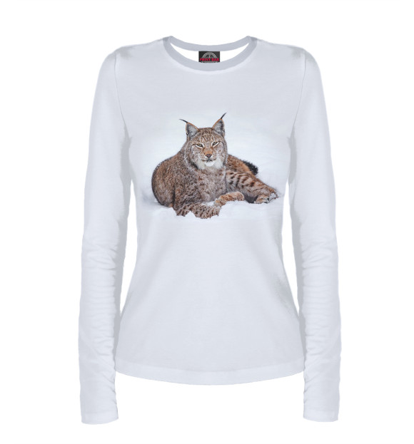 Женский лонгслив с изображением Рысь цвета Белый
