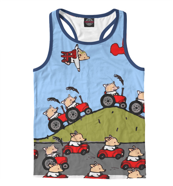 Мужская майка-борцовка с изображением Поросёнок Пётр цвета Белый