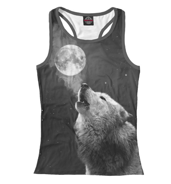 Женская майка-борцовка с изображением Волк одиночка цвета Белый