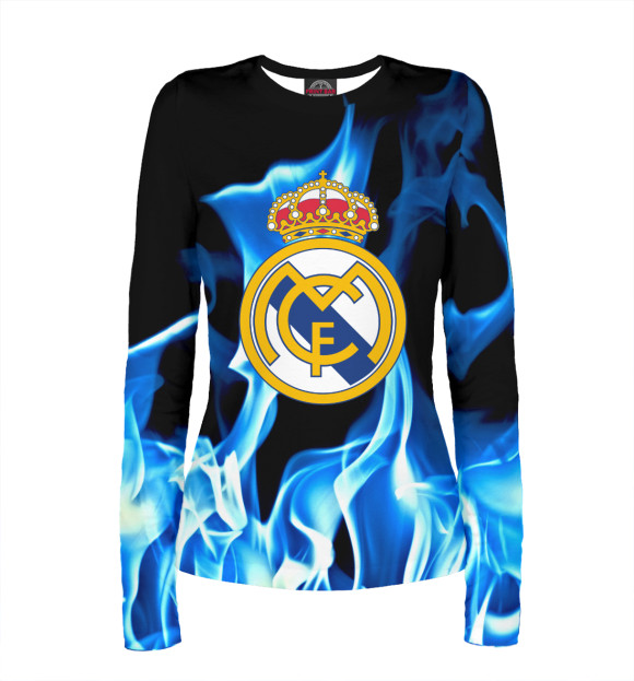 Женский лонгслив с изображением FC REAL MADRID цвета Белый