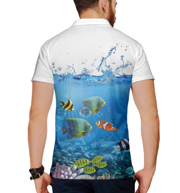 Мужское поло с изображением Подводный мир цвета Белый