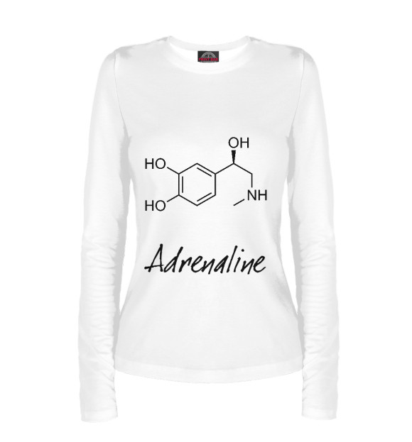 Женский лонгслив с изображением Химия Адреналин цвета Белый
