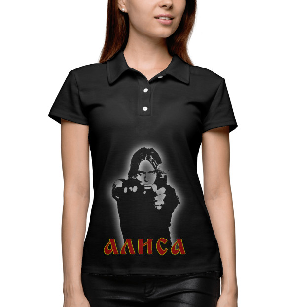 Женское поло с изображением Алиса цвета Белый