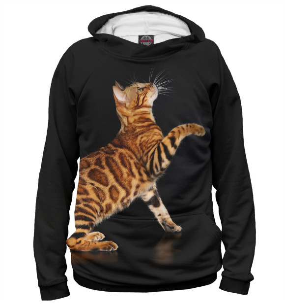 Мужское худи с изображением Леопардовый кот цвета Белый