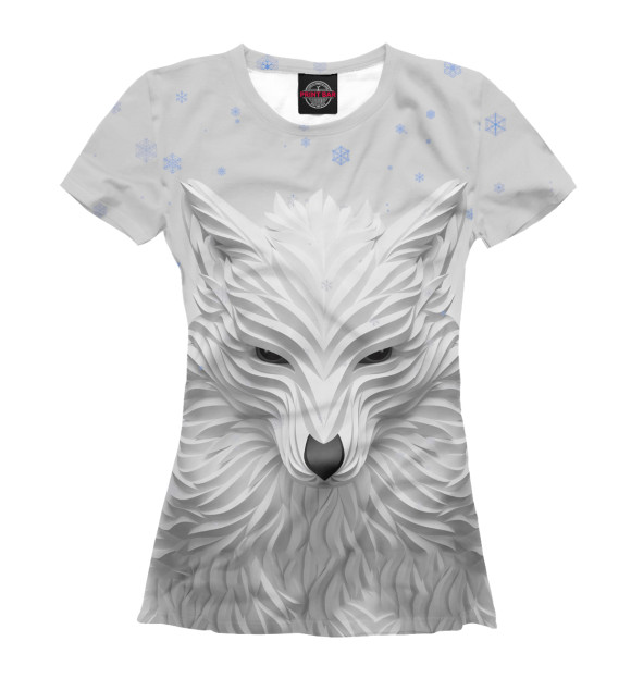 Женская футболка с изображением 3D Волк цвета Белый