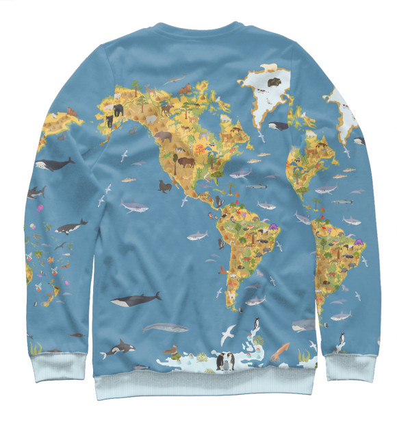 Свитшот для девочек с изображением Карта мира цвета Белый