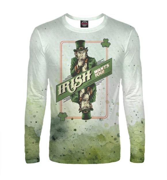 Мужской лонгслив с изображением Saint Patrick's Day цвета Белый