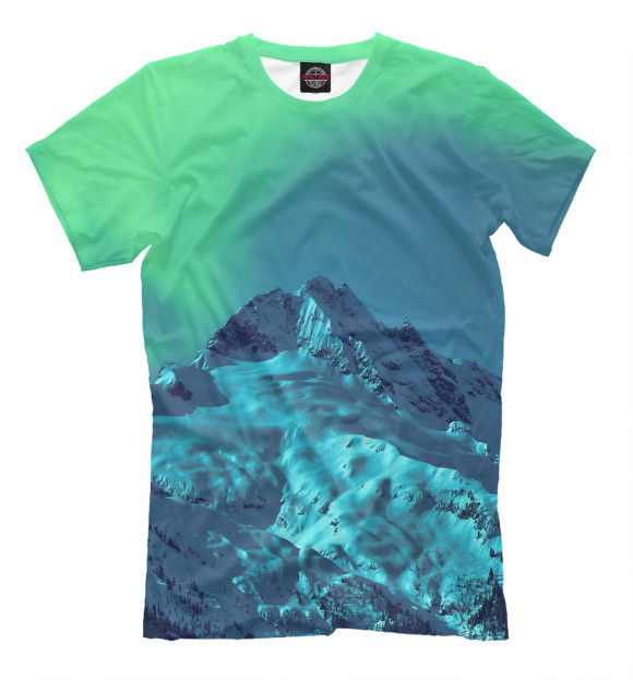 Мужская футболка с изображением Горы цвета Грязно-голубой