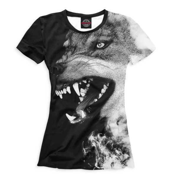 Футболка для девочек с изображением Волк цвета Белый