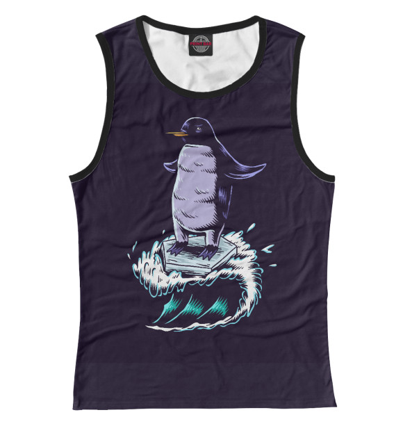 Майка для девочки с притом Пингвин цвета Белый Майка для девочки с изображением Пингвин цвета Белый