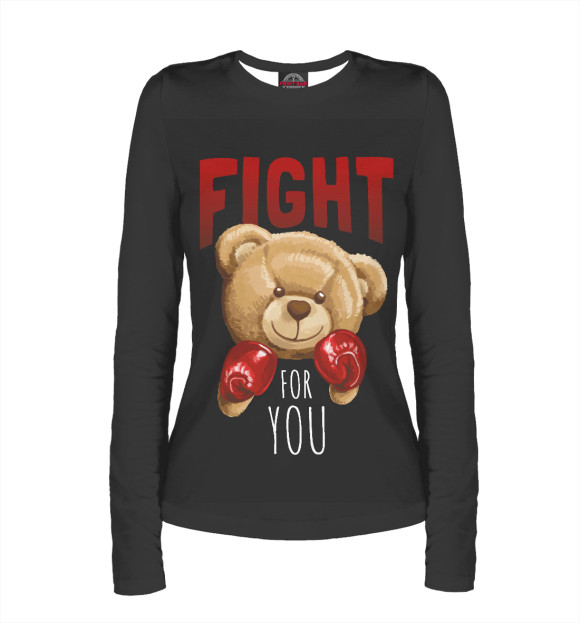 Женский лонгслив с изображением Медведь 1 цвета Белый