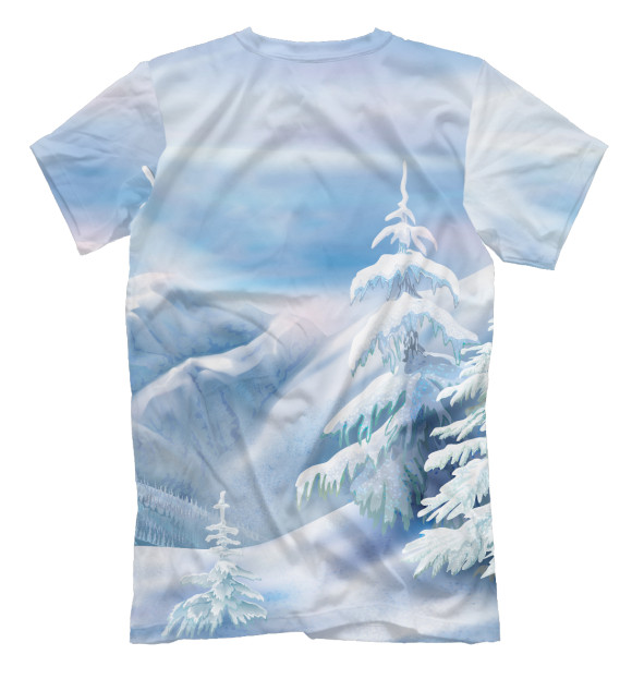 Мужская футболка с изображением Зимние горы цвета Белый