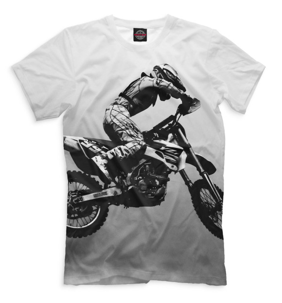 Мужская футболка с изображением Мотоциклист цвета Молочно-белый