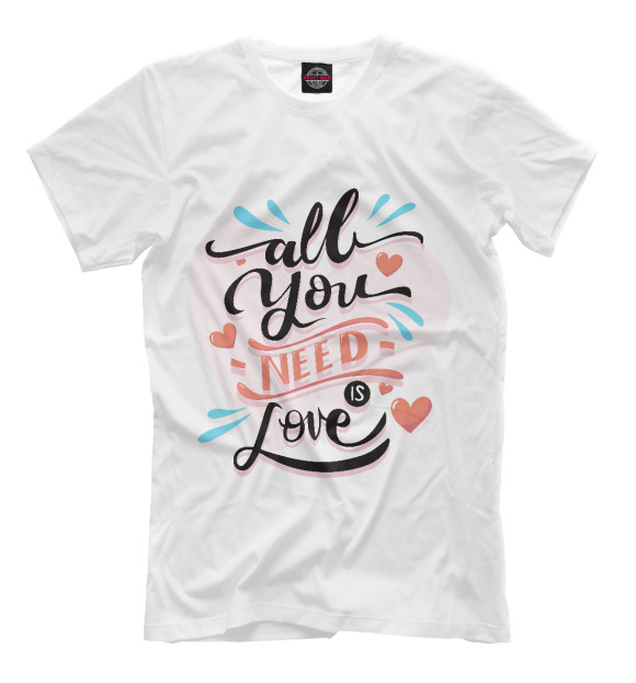 Футболка для мальчиков с изображением All you need is love цвета Молочно-белый